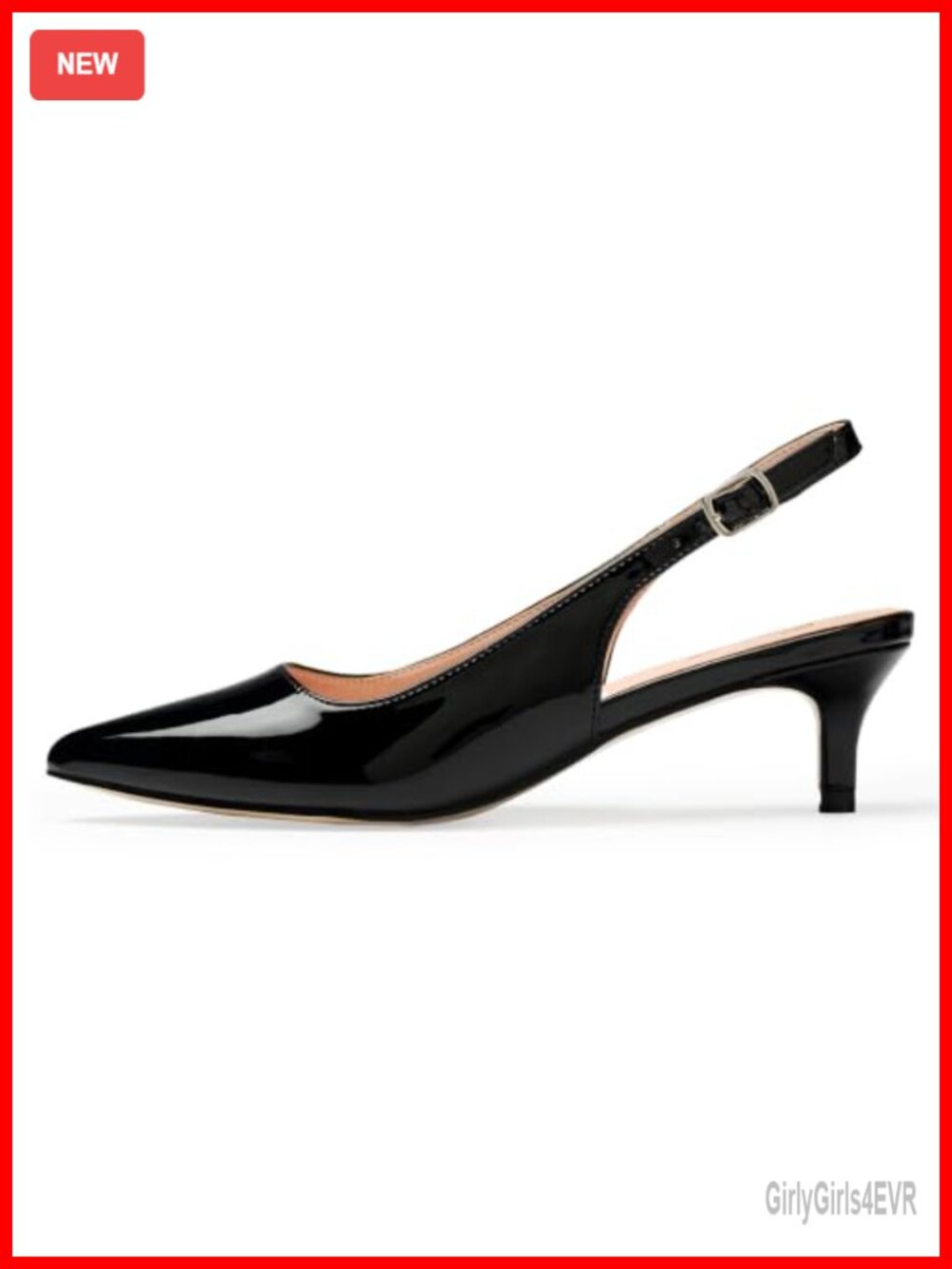 Women's Kitten Heels Slingback Pumps Vegan Leather Closed Toe Office Shoes